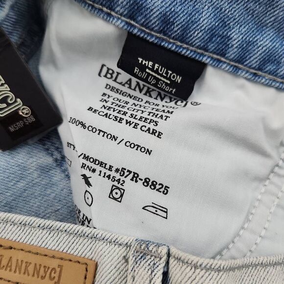 Blank NYC Women’s Light Blue The Fulton Roll Up Cotton Denim Shorts Size 28 - Picture 4 of 7